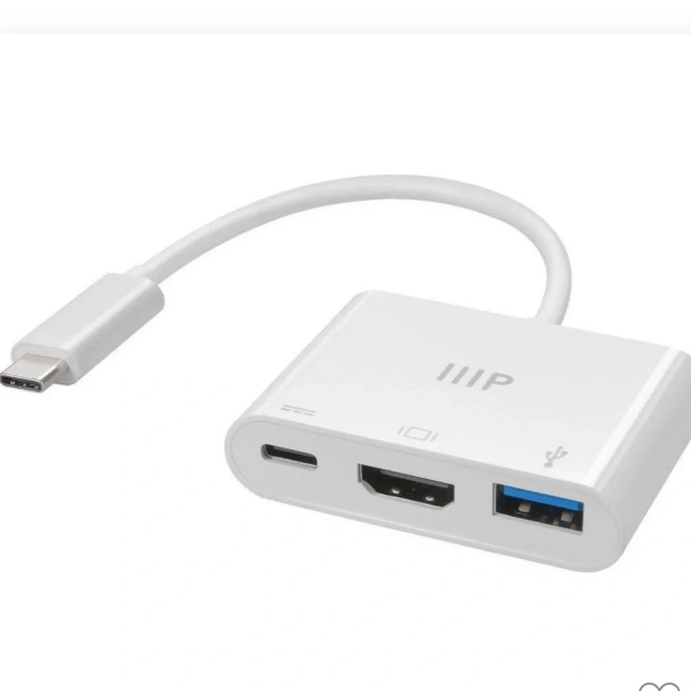 NWT Monoprice 3-in-1 USB-C to HDMI Multiport Adapter Compatible USB-C Laptops